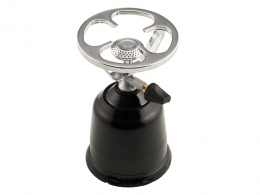 Direct pressure gas stove, with round stable cooktop and easy-screw base system, for use with cartridges ELG-101 / ELG-100.